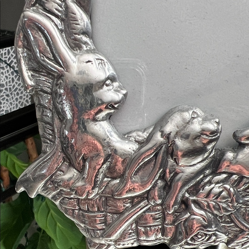 Arthur Court Silver Bunny and Floral Photo Frame - Picture 2 of 4
